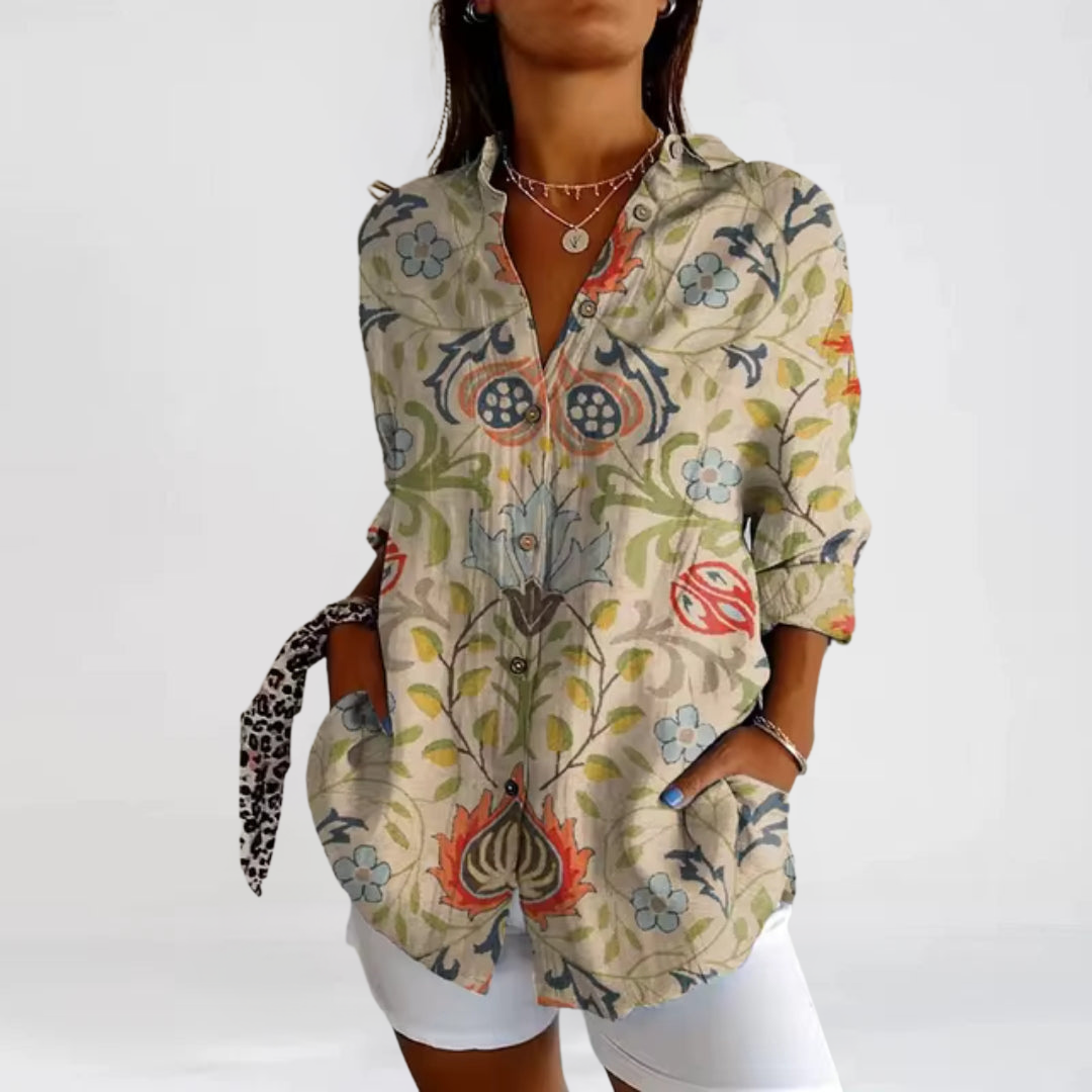 Tina™ - Floral Button-Down Blouse