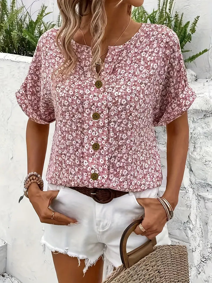 Charis™ - Floral Button-Up Blouse