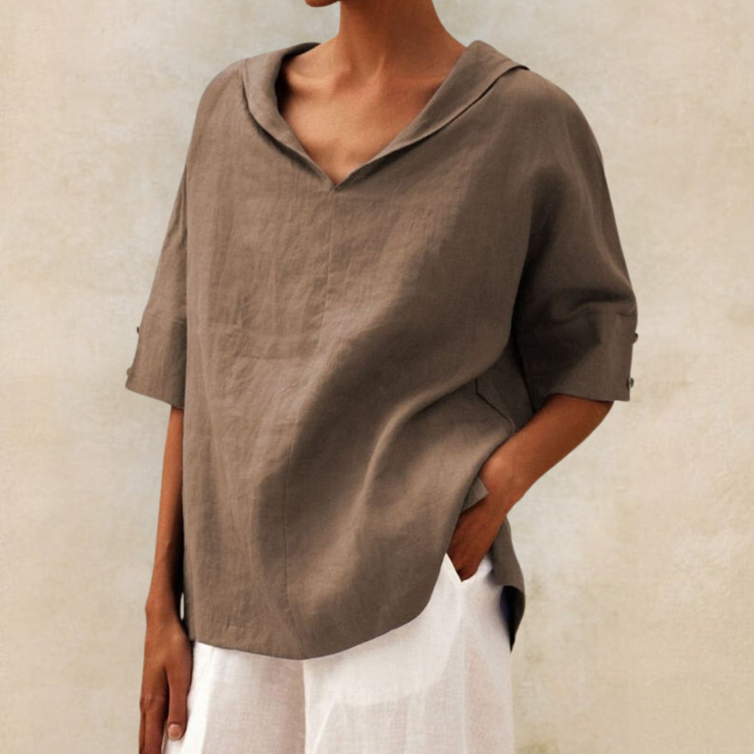 Jamilla™ - Women's V-Neck Casual Linen Shirt