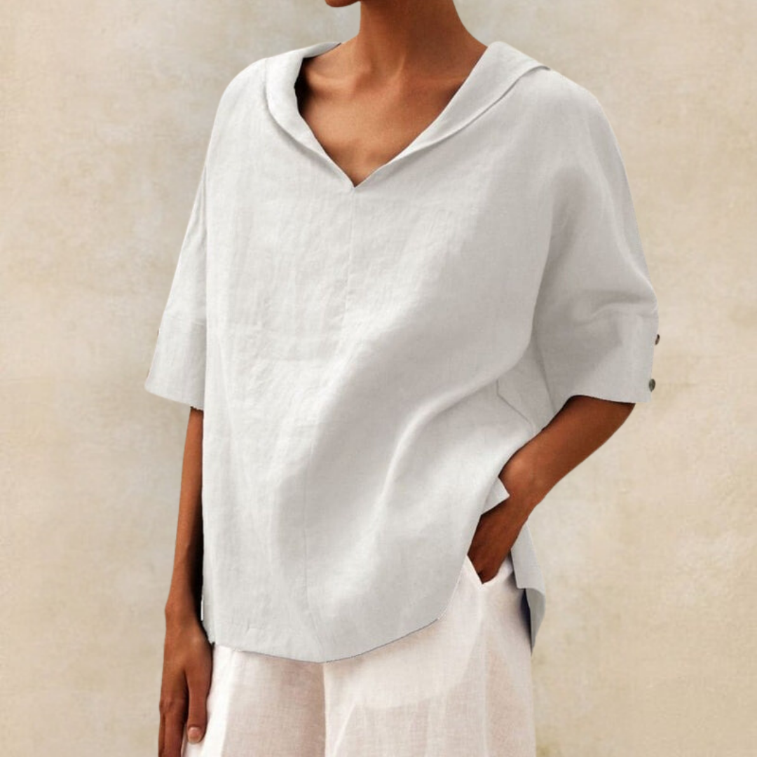 Jamilla™ - Women's V-Neck Casual Linen Shirt