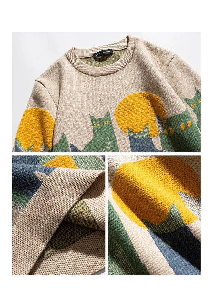 Mondbeschienene Katze™ | Der Kreative Pullover