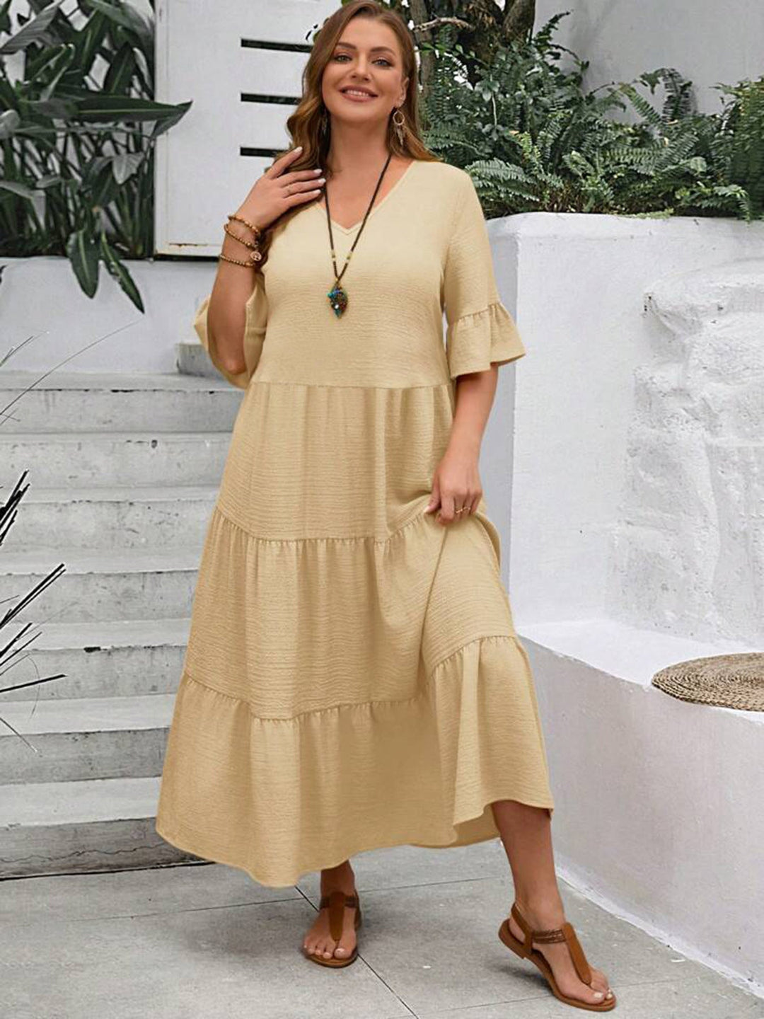 Nena™ - Plus Size V-Neck Dress