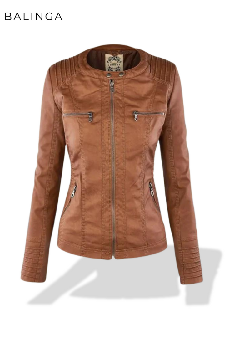 Carolina™ | Die Vegane Lederjacke mit Kapuze