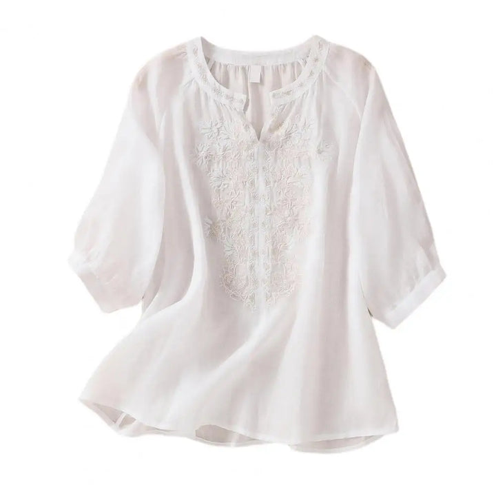 Sophie™ - Embroidered Cotton Floral Blouse