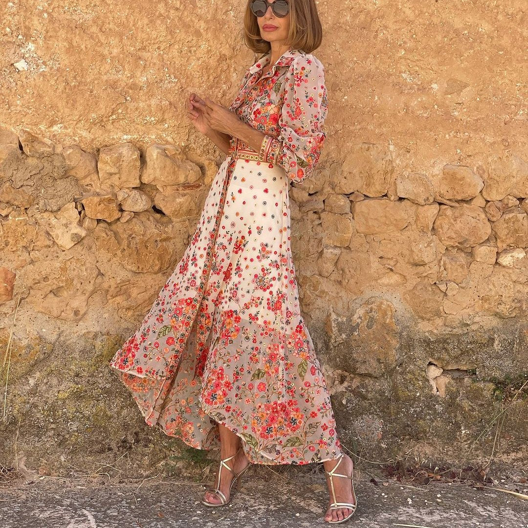 Florence™ - Collared Floral Maxi Dress