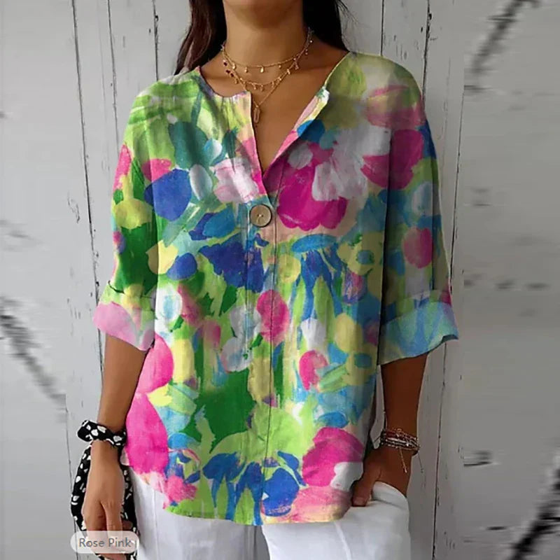 Callie™ - Elegant Floral Cotton Blouse