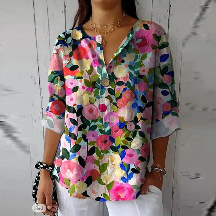 Callie™ - Elegant Floral Cotton Blouse