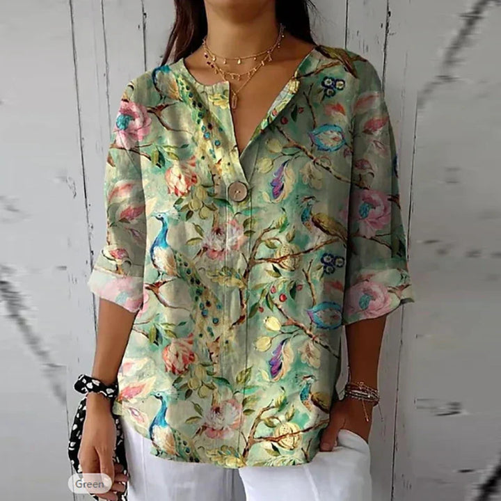 Callie™ - Elegant Floral Cotton Blouse