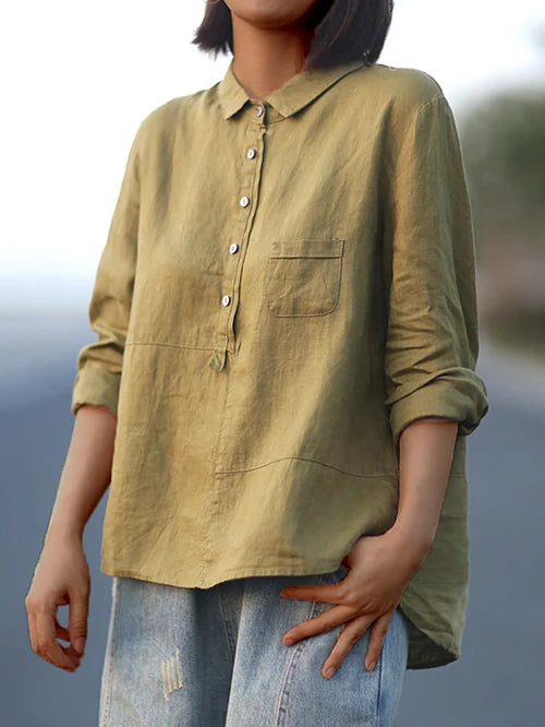 Rhea™ - Women's Linen Long Sleeve Shirt