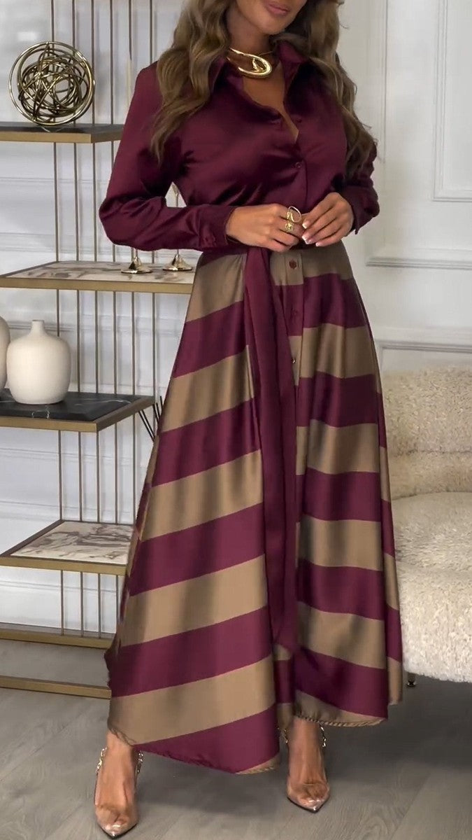 Ashtine™ - V-Neck Long Sleeve Maxi Dress