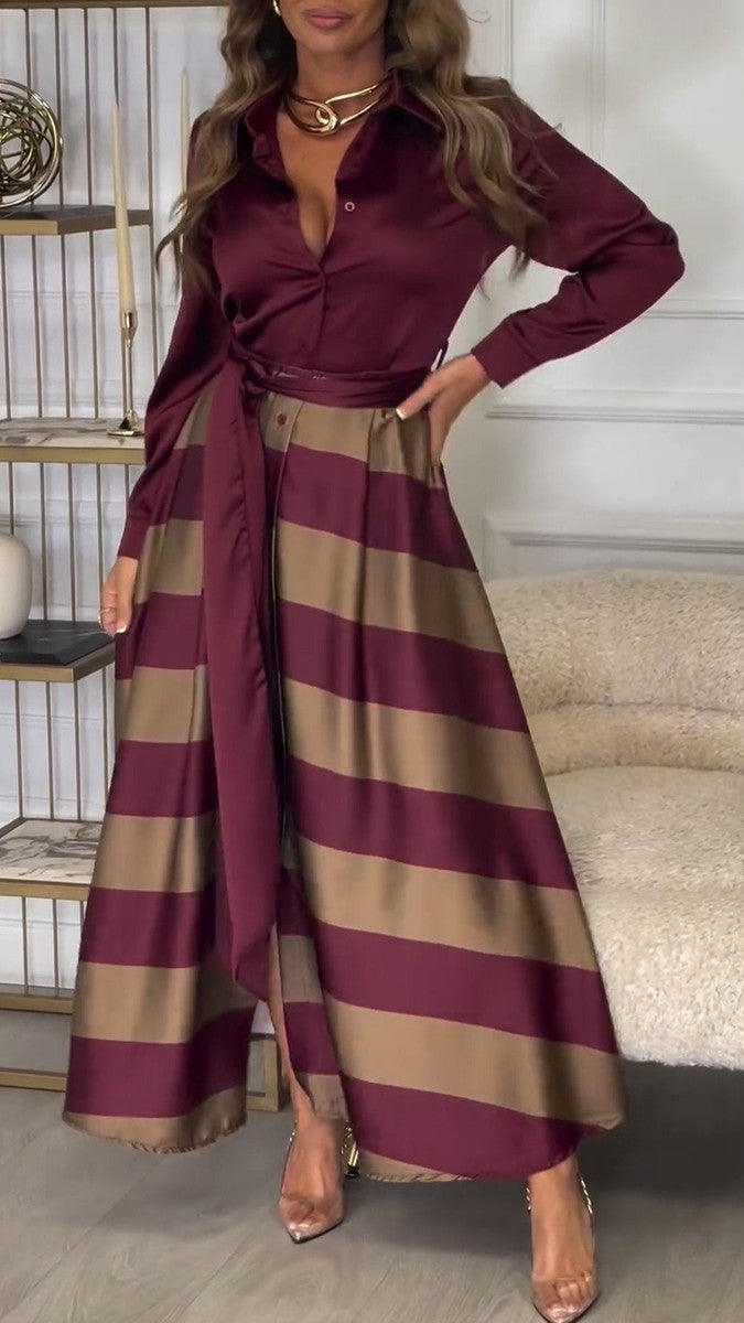 Ashtine™ - V-Neck Long Sleeve Maxi Dress