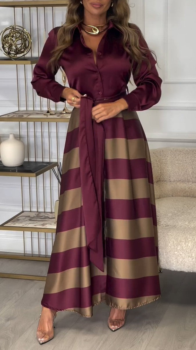 Ashtine™ - V-Neck Long Sleeve Maxi Dress