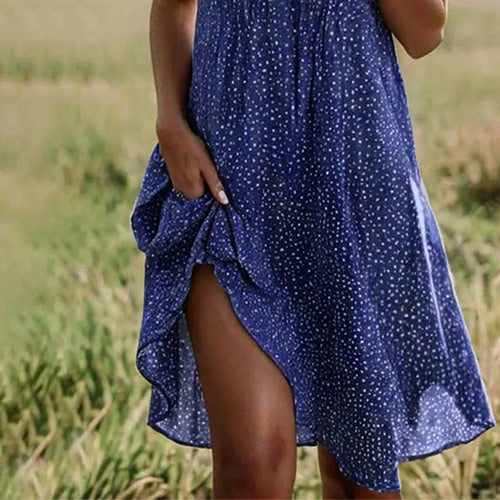 Dreamy™ - Blue Short Sleeve Midi Dress