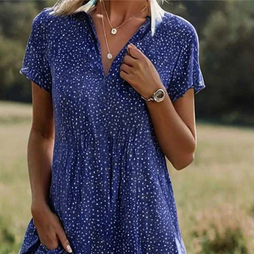 Dreamy™ - Blue Short Sleeve Midi Dress